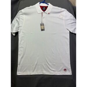 AHEAD Authentic Men's Golf Polo Shirt Red‎ White Trim Embroidered Logo Size M